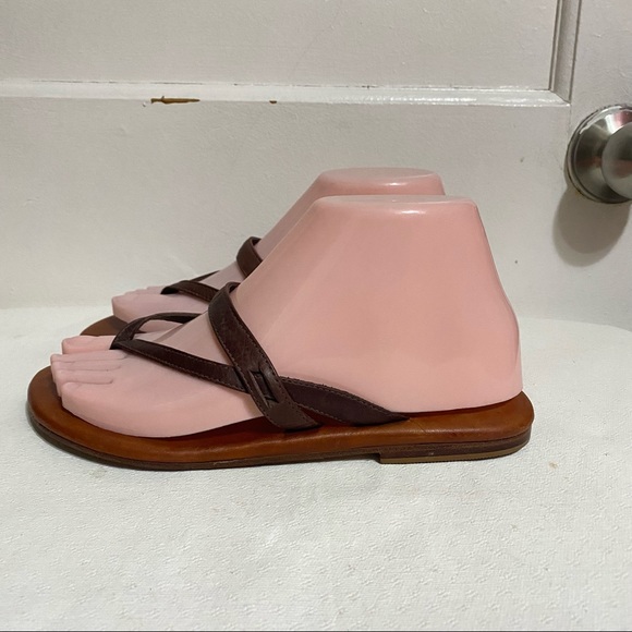 Eileen Fisher Women’s 7 Black Double Strap Flip Flop Leather Sandals - Picture 2 of 8